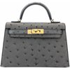 Hermès Kelly Sellier Mini II Blue Glacier Ostrich GHW