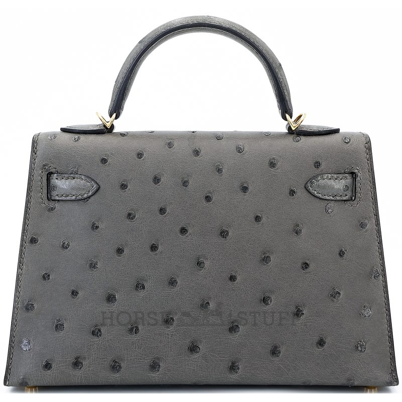 Hermès Kelly Sellier Mini II Blue Glacier Ostrich GHW