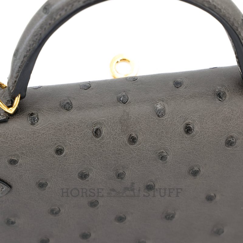 Hermès Kelly Sellier Mini II Blue Glacier Ostrich GHW