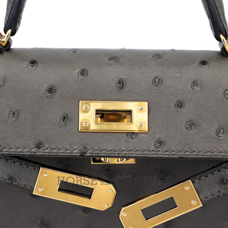 Hermès Kelly Sellier Mini II Blue Glacier Ostrich GHW