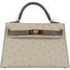 Hermès Kelly Sellier Mini II Special Order HSS Beton / Gris Asphalt Ostrich GHW