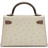 Hermès Kelly Sellier Mini II Special Order HSS Beton / Gris Tourterelle with Pink Stitching Ostrich GHW