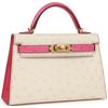 Hermès Kelly Sellier Mini II Special Order HSS Beton / Rose Tyrien Ostrich GHW