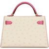 Hermès Kelly Sellier Mini II Special Order HSS Beton / Rose Tyrien Ostrich GHW