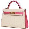 Hermès Kelly Sellier Mini II Special Order HSS Beton / Rose Tyrien Ostrich GHW