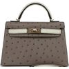 Hermès Kelly Sellier Mini II Special Order HSS Gris Tourterelle / Beton Ostrich Permabrass