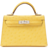 Hermès Kelly Sellier Mini II Jaune de Naples Ostrich PHW