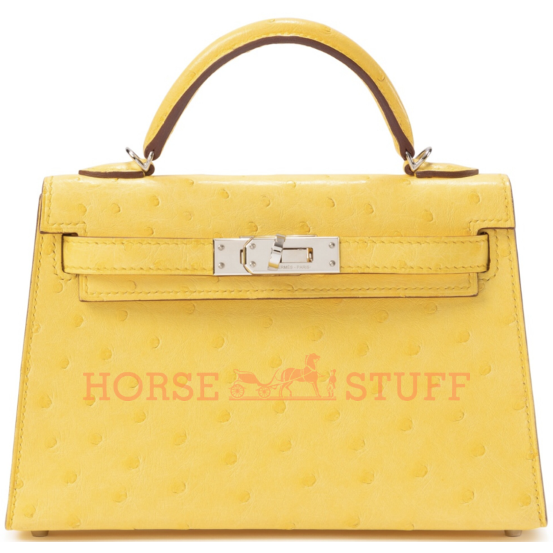 Hermès Kelly Sellier Mini II Jaune de Naples Ostrich PHW