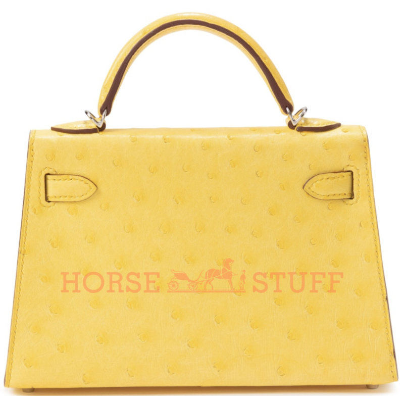 Hermès Kelly Sellier Mini II Jaune de Naples Ostrich PHW