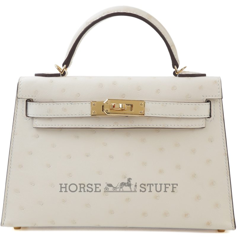 Hermès Kelly Sellier Mini II Nata Ostrich GHW