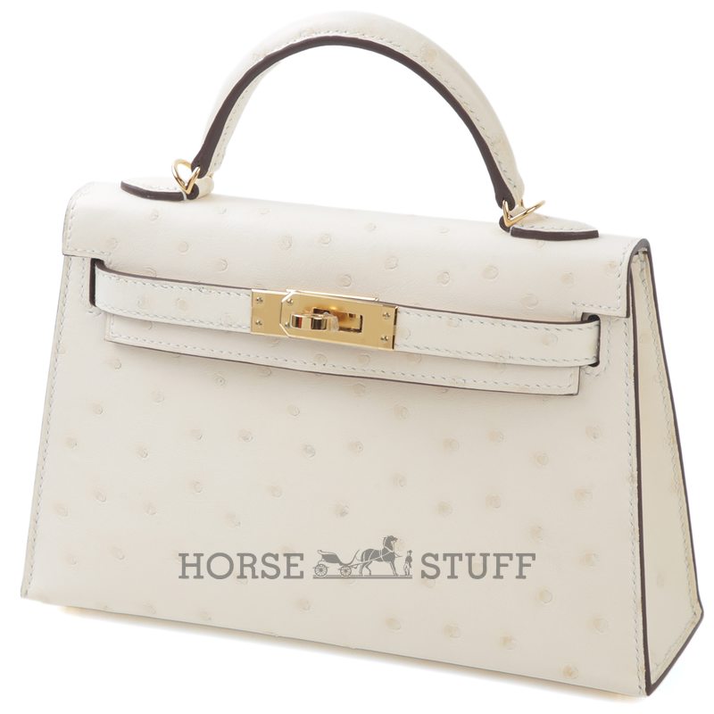 Hermès Kelly Sellier Mini II Nata Ostrich GHW