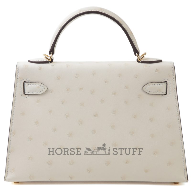 Hermès Kelly Sellier Mini II Nata Ostrich GHW