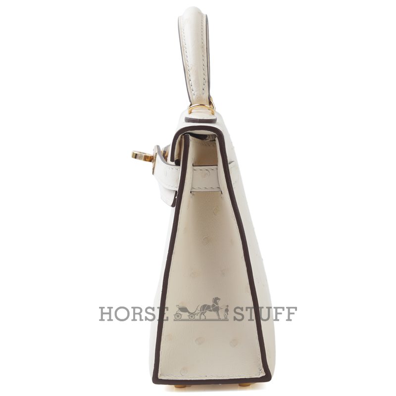Hermès Kelly Sellier Mini II Nata Ostrich GHW