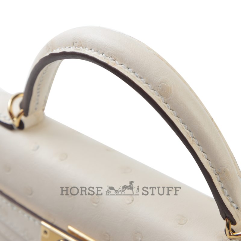 Hermès Kelly Sellier Mini II Nata Ostrich GHW