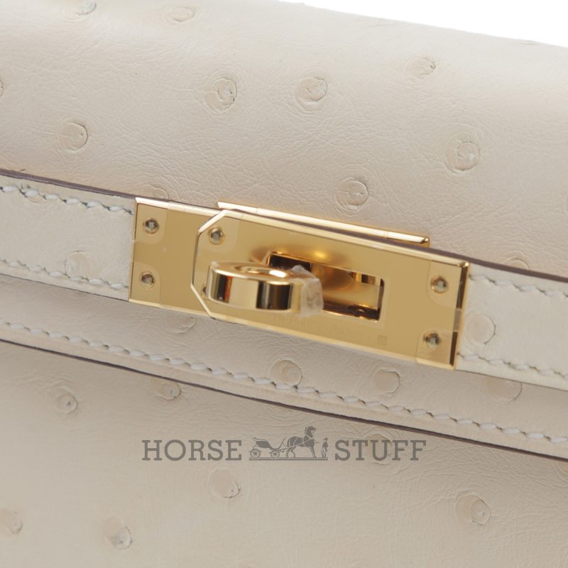 Hermès Kelly Sellier Mini II Nata Ostrich GHW