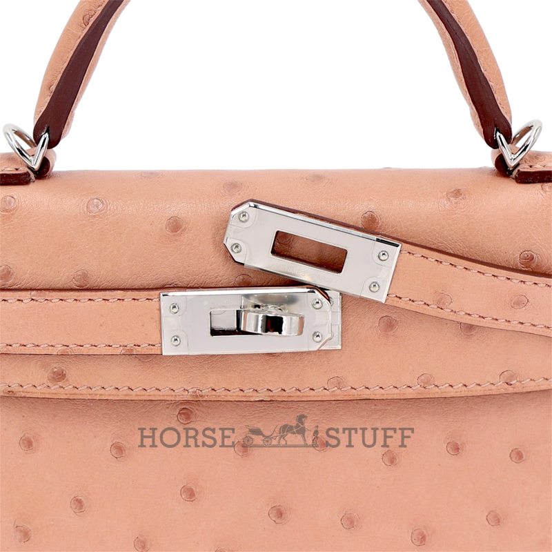 Hermès Kelly Sellier Mini II Terre Cuite Ostrich PHW