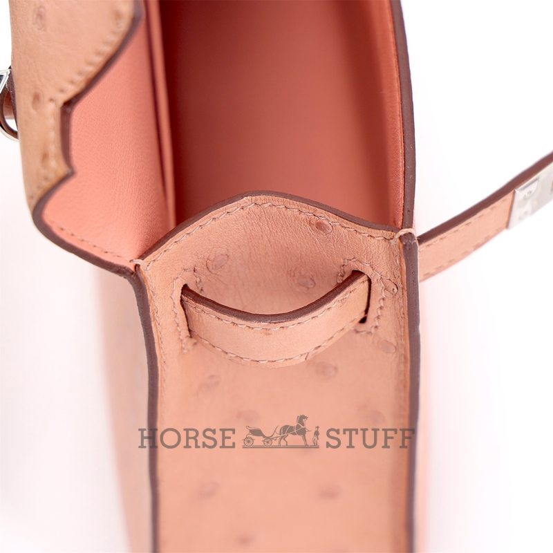 Hermès Kelly Sellier Mini II Terre Cuite Ostrich PHW