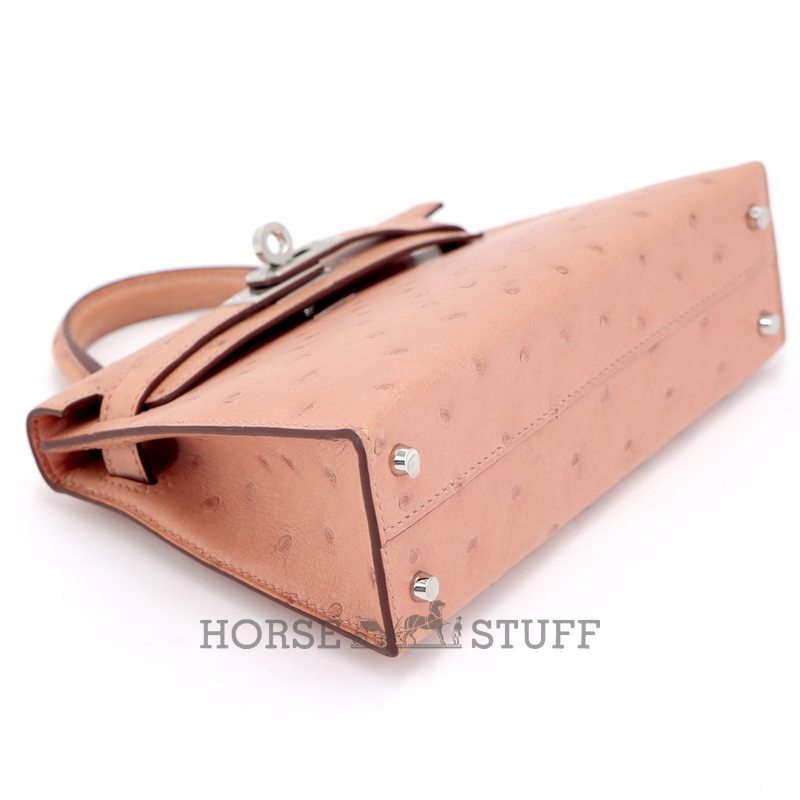 Hermès Kelly Sellier Mini II Terre Cuite Ostrich PHW