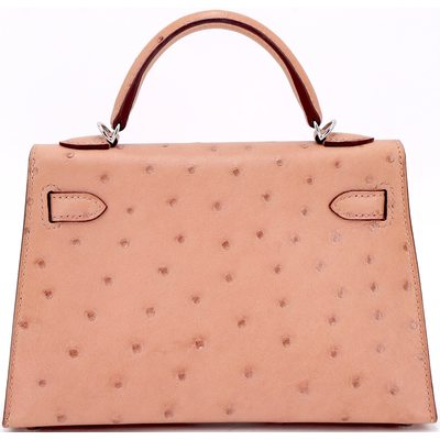 Hermès Kelly Sellier Mini II Terre Cuite Ostrich PHW