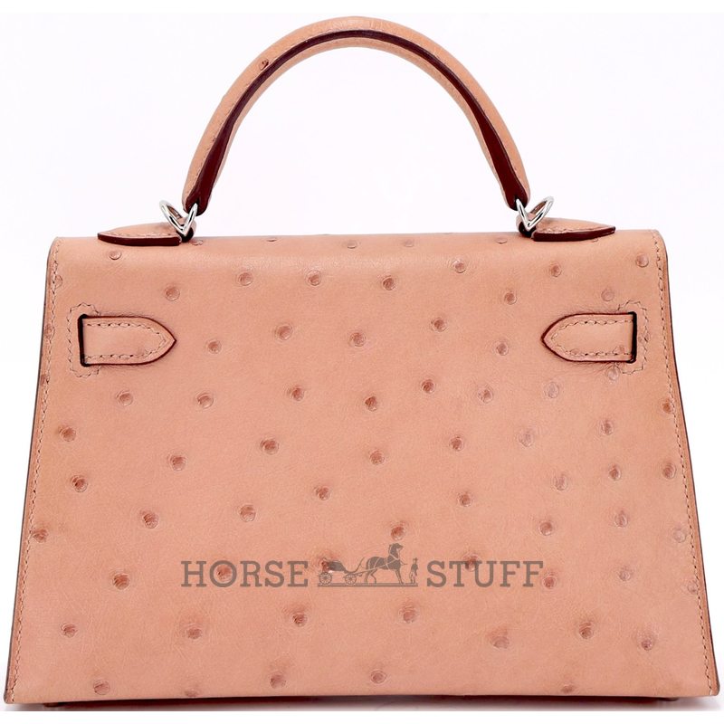Hermès Kelly Sellier Mini II Terre Cuite Ostrich PHW