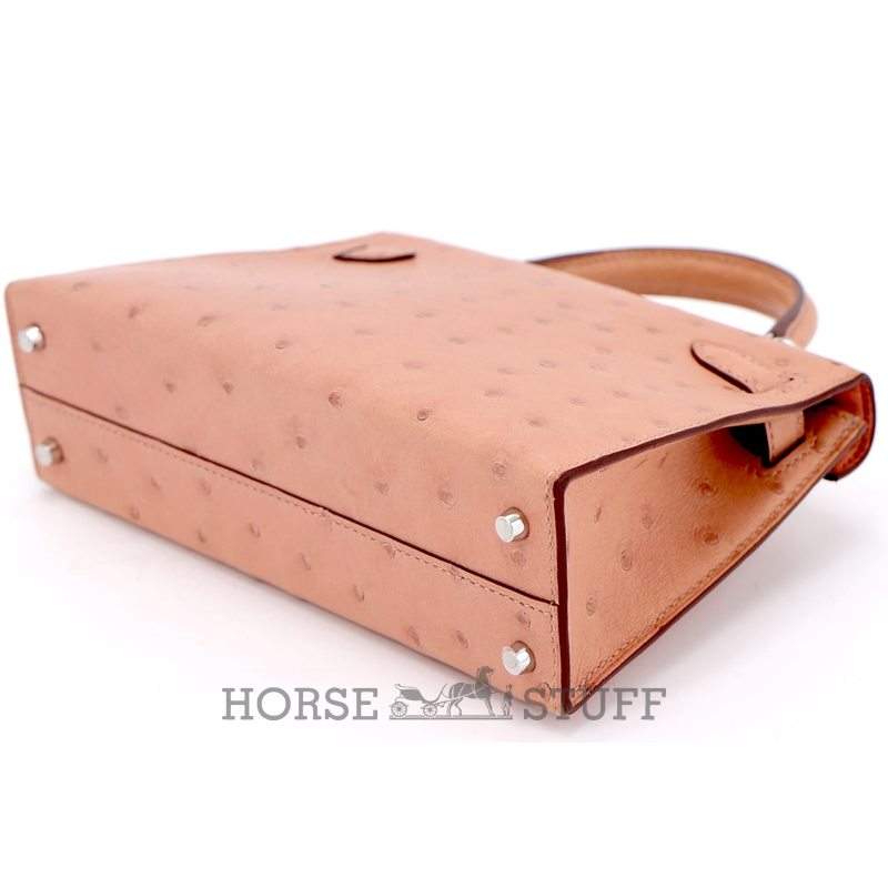 Hermès Kelly Sellier Mini II Terre Cuite Ostrich PHW