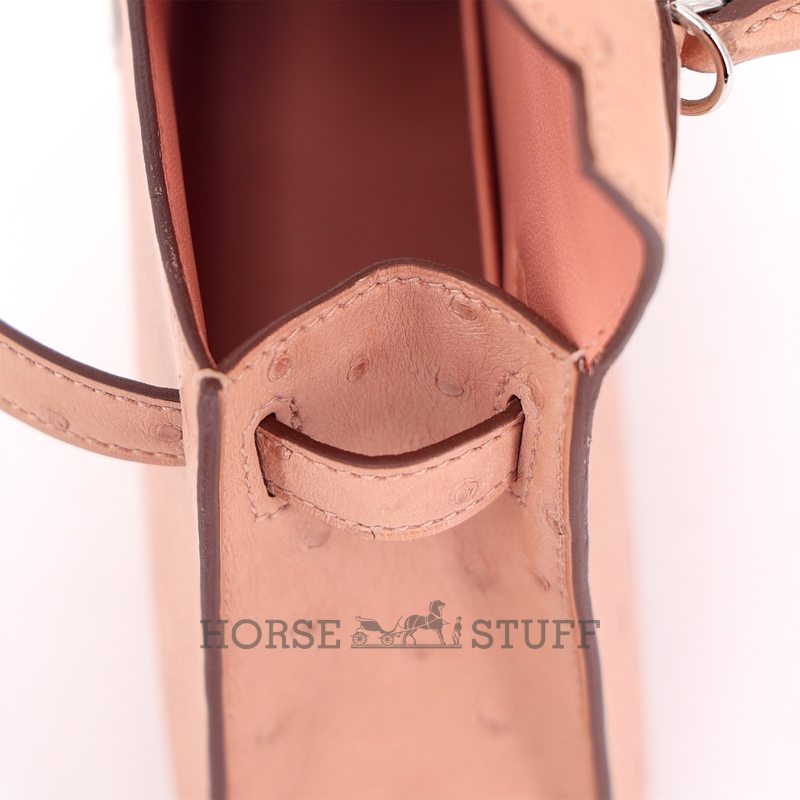 Hermès Kelly Sellier Mini II Terre Cuite Ostrich PHW