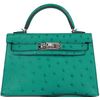 Hermès Kelly Sellier Mini II Vert Verone Ostrich PHW