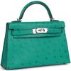 Hermès Kelly Sellier Mini II Vert Verone Ostrich PHW