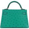 Hermès Kelly Sellier Mini II Vert Verone Ostrich PHW