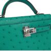 Hermès Kelly Sellier Mini II Vert Verone Ostrich PHW