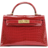 Hermès Kelly Sellier Mini II Braise Lisse Crocodile Porosus GHW