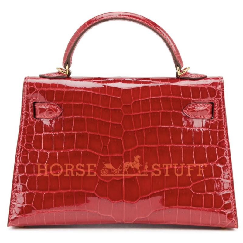 Hermès Kelly Sellier Mini II Braise Lisse Crocodile Porosus GHW