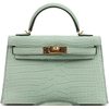 Hermès Kelly Sellier Mini II Vert d'Eau Matte Crocodile Porosus GHW