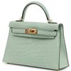 Hermès Kelly Sellier Mini II Vert d'Eau Matte Crocodile Porosus GHW