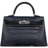 Hermès Kelly Sellier Mini II Special Order HSS Blue Indigo / Black Matte Crocodile Alligator PHW