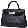 Hermès Kelly Sellier Mini II Special Order HSS Blue Indigo / Black Matte Crocodile Alligator PHW