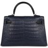 Hermès Kelly Sellier Mini II Special Order HSS Blue Indigo / Black Matte Crocodile Alligator PHW