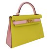 Hermès Kelly Sellier Mini II Special Order HSS Jaune Citron / Rose Sakura Chevre RGHW