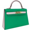 Hermès Kelly Sellier Mini II Special Order HSS Menthe / Mauve Pale Chevre Permabrass HW
