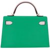 Hermès Kelly Sellier Mini II Special Order HSS Menthe / Mauve Pale Chevre Permabrass HW
