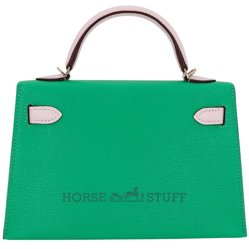 Hermès Kelly Sellier Mini II Special Order HSS Menthe / Mauve Pale Chevre Permabrass HW