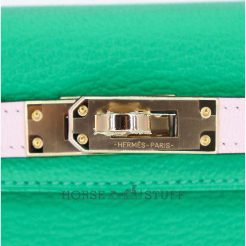 Hermès Kelly Sellier Mini II Special Order HSS Menthe / Mauve Pale Chevre Permabrass HW