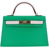 Hermès Kelly Sellier Mini II Special Order HSS Menthe / Mauve Pale Chevre Permabrass HW