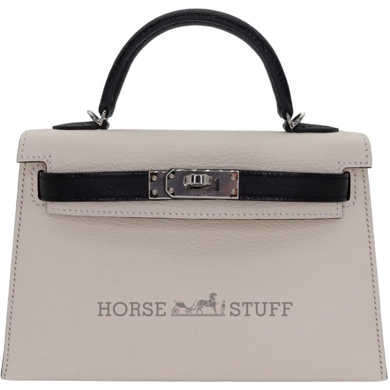 Hermès Kelly Sellier Mini II Special Order HSS Nata / Black Chevre PHW