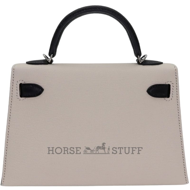 Hermès Kelly Sellier Mini II Special Order HSS Nata / Black Chevre PHW