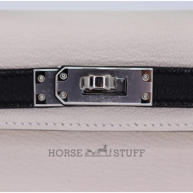 Hermès Kelly Sellier Mini II Special Order HSS Nata / Black Chevre PHW