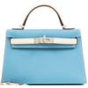Hermès Kelly Sellier Mini II Special Order HSS Nata / Blue de Nord Epsom PHW