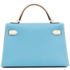 Hermès Kelly Sellier Mini II Special Order HSS Nata / Blue de Nord Epsom PHW