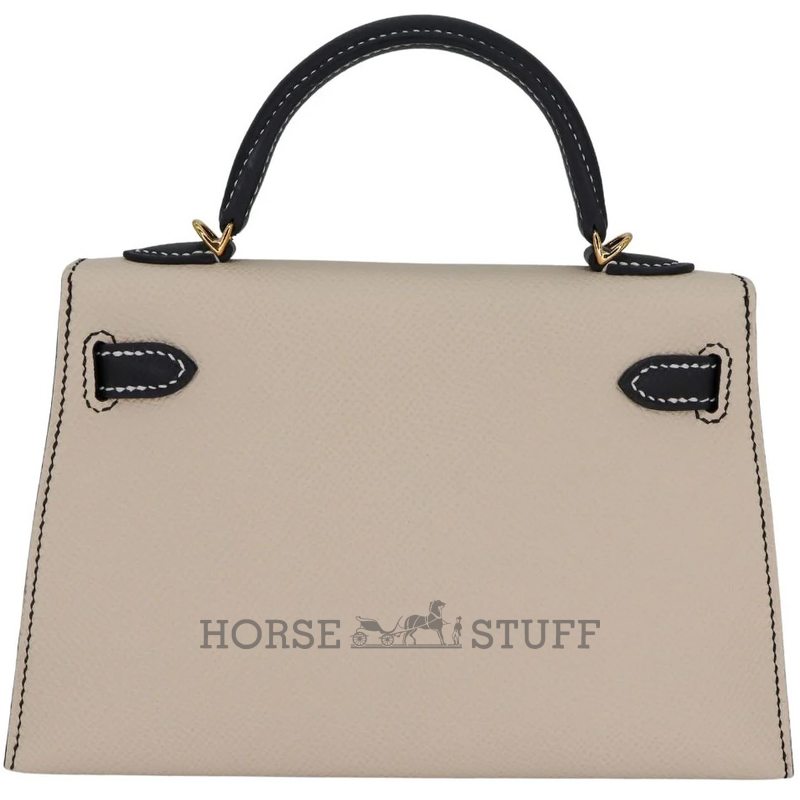 Hermès Kelly Sellier Mini II Special Order HSS Nata / Black Epsom GHW