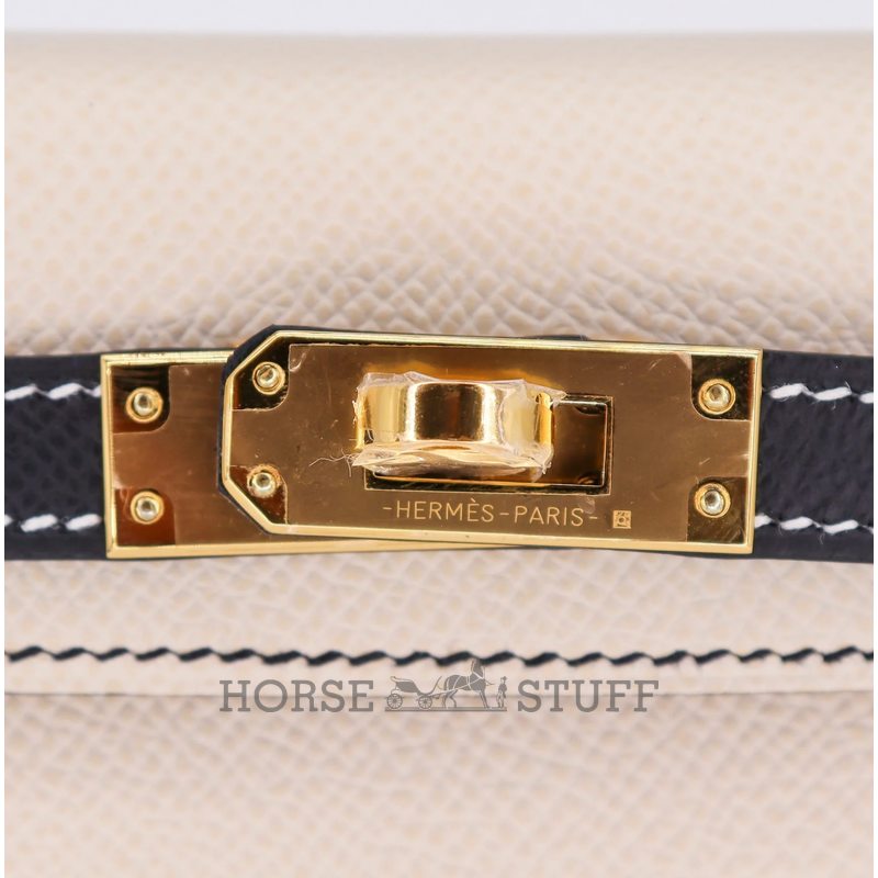 Hermès Kelly Sellier Mini II Special Order HSS Nata / Black Epsom GHW